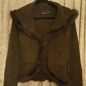 Rabbit fur trim sweater